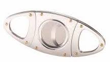 CIGAR CUTTER DOUBLE BLADE FOOTBALL 54GAUGE SILVER IN BOX