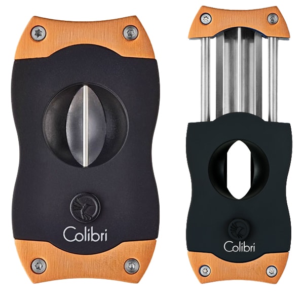 CIGAR V-CUTTER COLIBRI BLACK & BRUSHED ROSE GOLD SS BLADE, 60 RING GAUGE 7MM DEEP